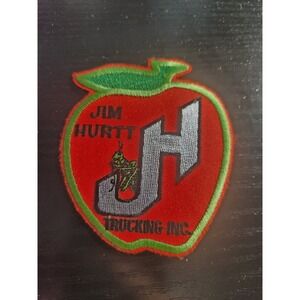 Jim Hurtt Trucking Inc Patch JH Grasshopper Apple Embroidered Sew-On Red Green